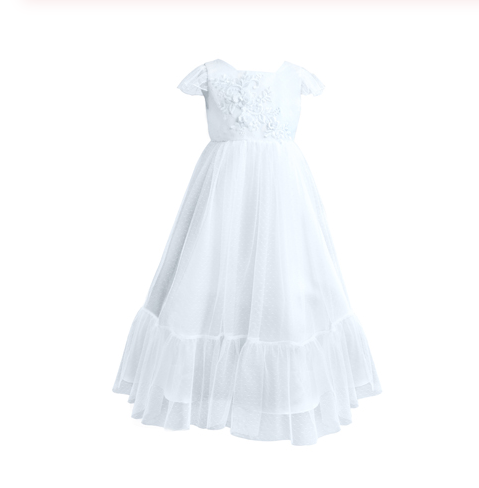 Flower Girl Dress for Girls - Princess Gown Outfit - White 130cm - dress