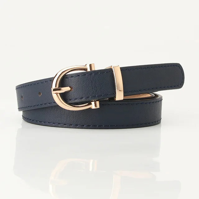 PU Leather Simple Metal Buckle Belt