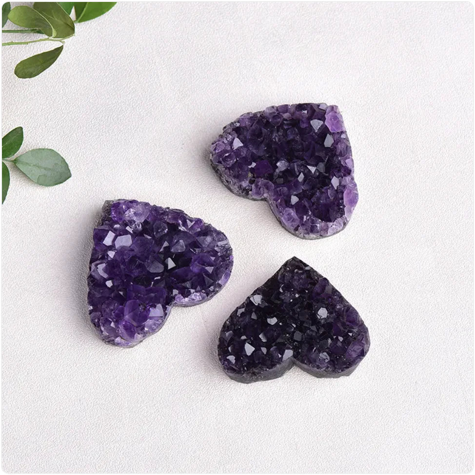 Natural Heart-Shaped Uruguay Amethyst Cluster - - crystal