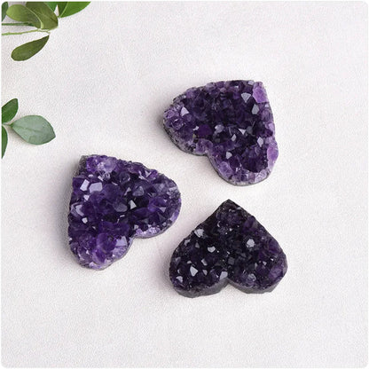 Natural Heart-Shaped Uruguay Amethyst Cluster - - crystal