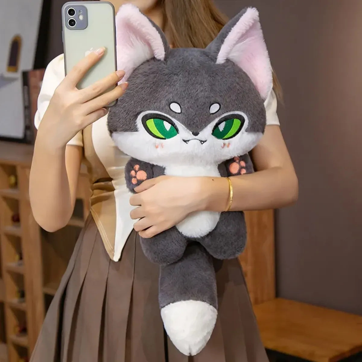 Kawaii Emotion Wolf Plush Toy - Cute Stuffed Wolf Doll - -