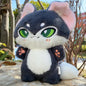 Kawaii Emotion Wolf Plush Toy - Cute Stuffed Wolf Doll - Gray 35cm doll -