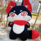 Kawaii Emotion Wolf Plush Toy - Cute Stuffed Wolf Doll - Black 35cm doll -