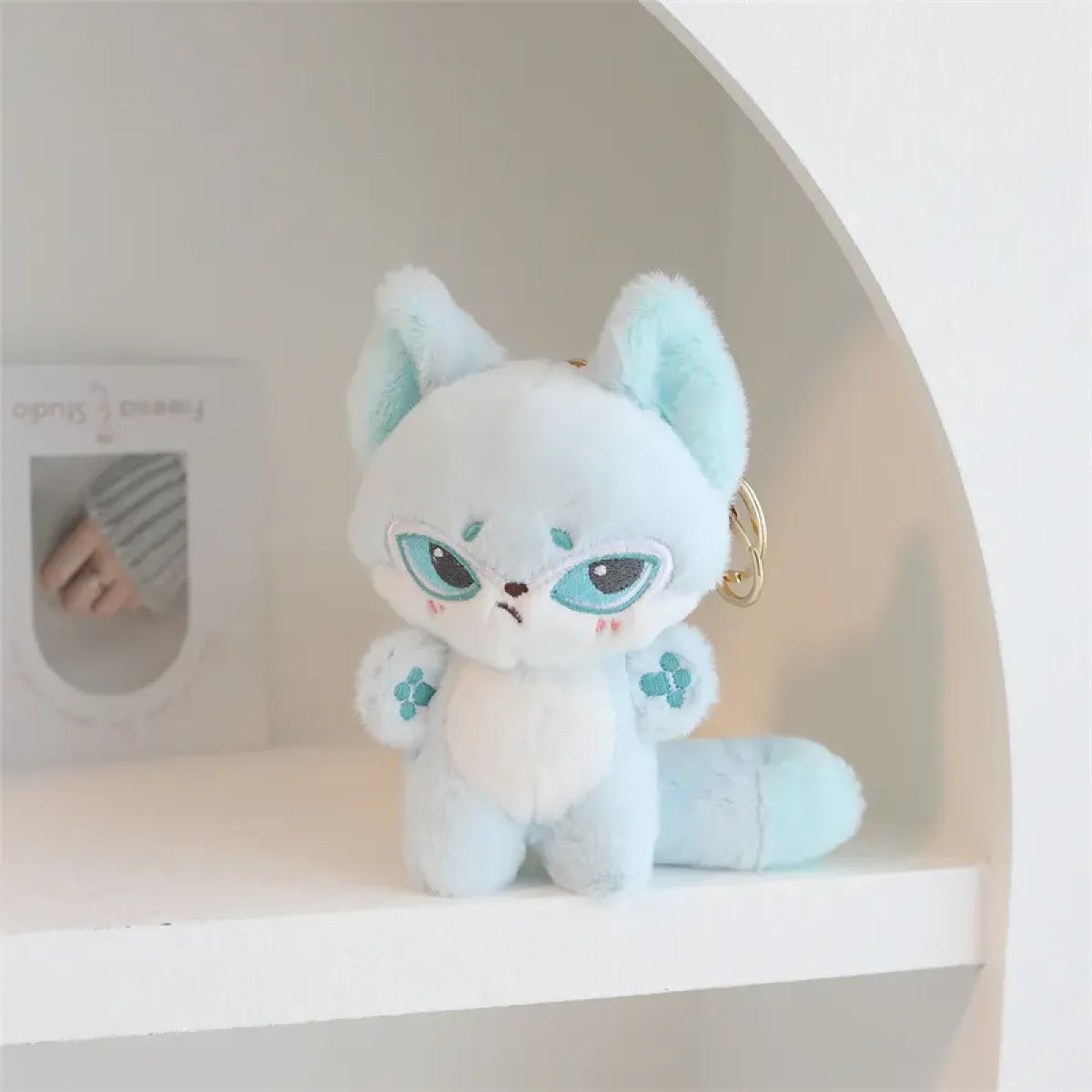 Kawaii Emotion Wolf Plush Toy - Cute Stuffed Wolf Doll - Blue 13cm keychain -