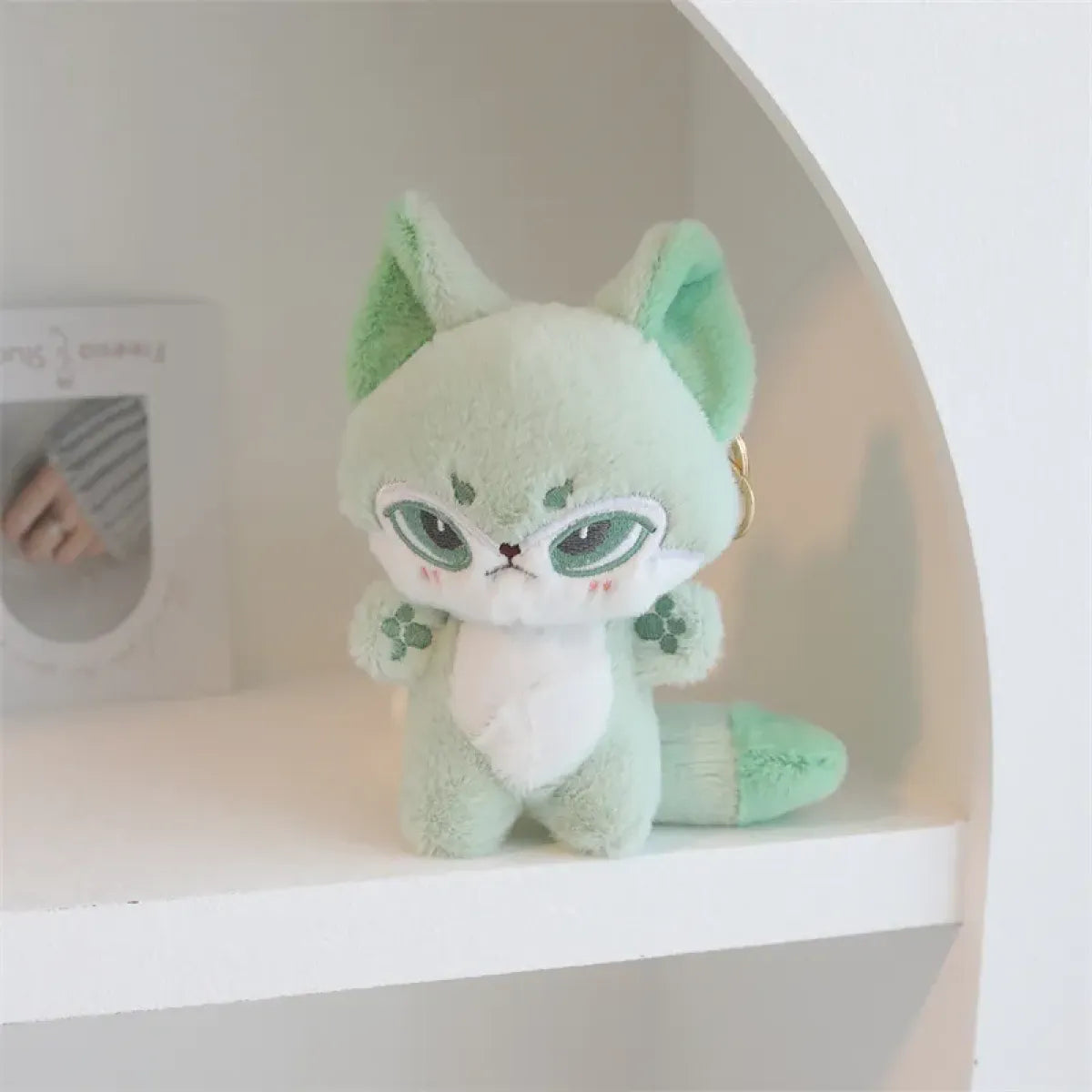 Kawaii Emotion Wolf Plush Toy - Cute Stuffed Wolf Doll - Green 13cm keychain -