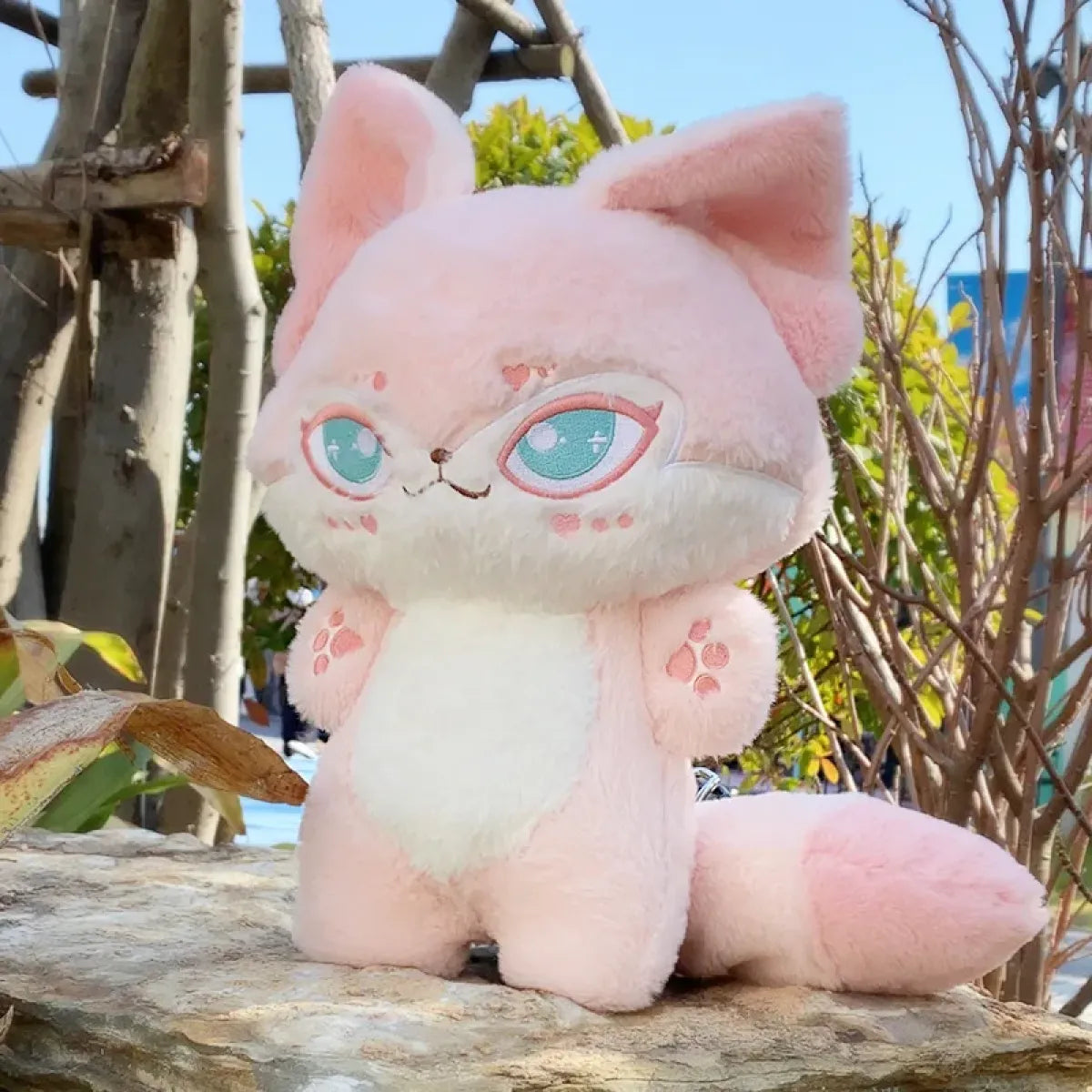 Kawaii Emotion Wolf Plush Toy - Cute Stuffed Wolf Doll - Pink 35cm doll -