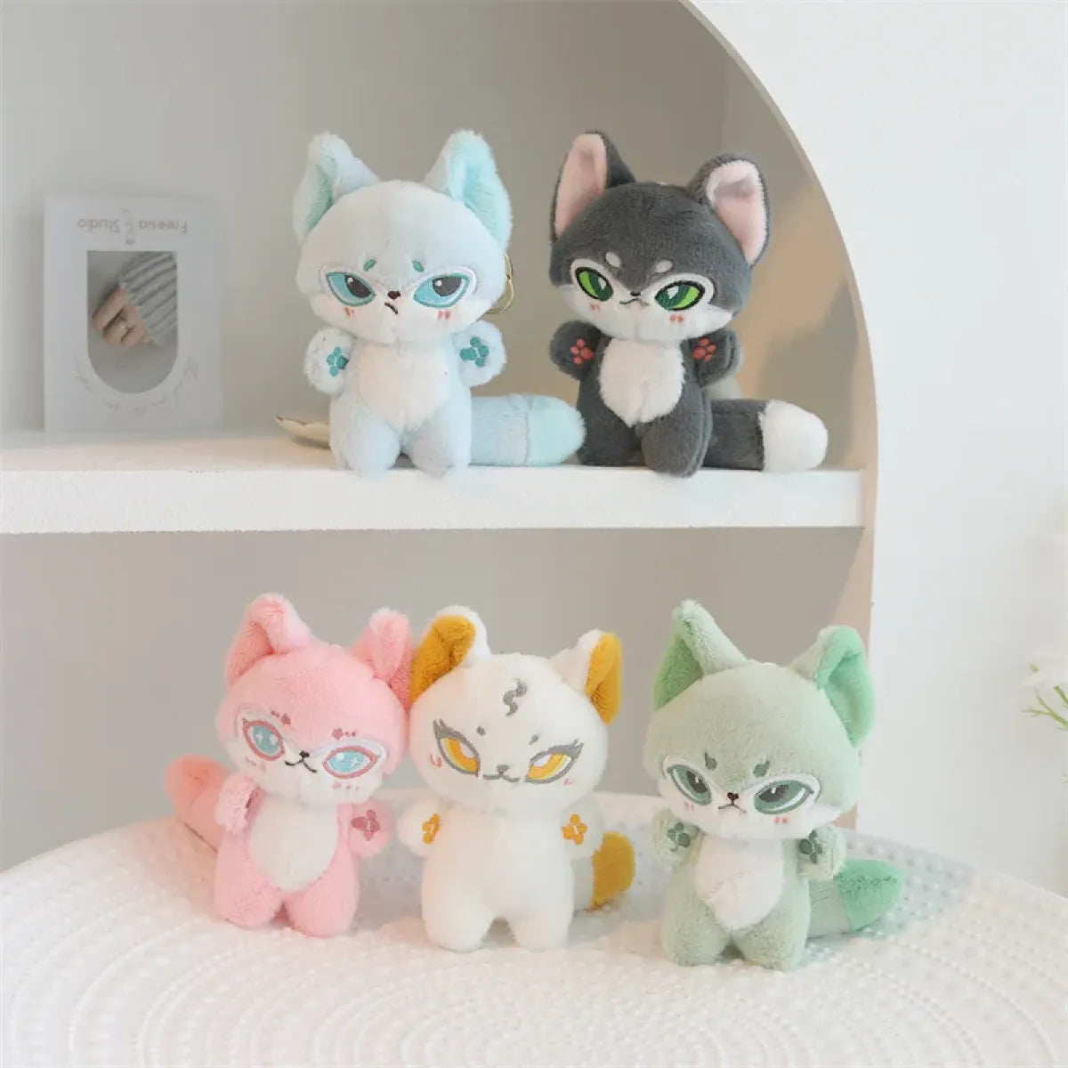 Kawaii Emotion Wolf Plush Toy - Cute Stuffed Wolf Doll - -
