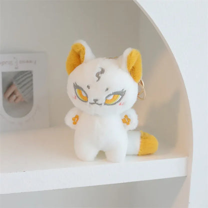 Kawaii Emotion Wolf Plush Toy - Cute Stuffed Wolf Doll - White 13cm keychain -
