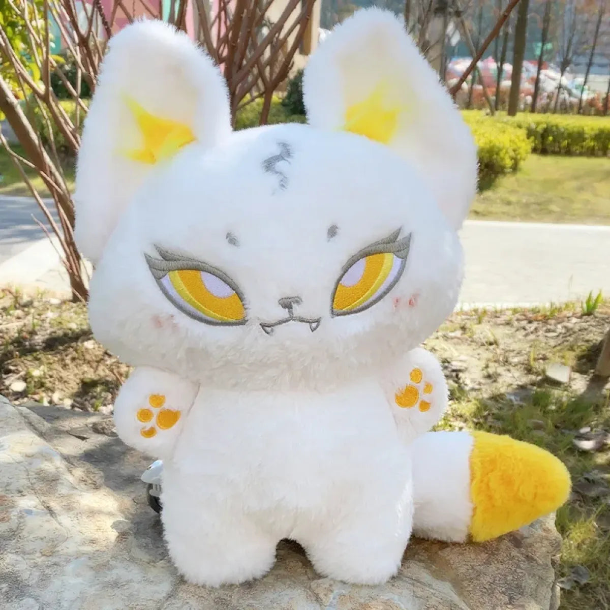 Kawaii Emotion Wolf Plush Toy - Cute Stuffed Wolf Doll - White 35cm doll -