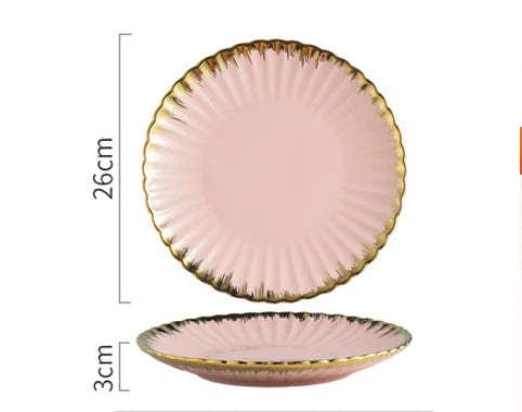 Nordic Creative Ceramic Chrysanthemum Dinner Set - Pink One size - plates