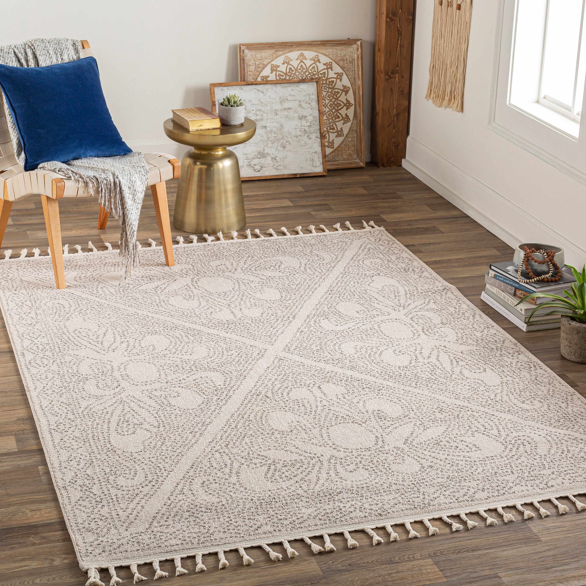 Birdwood Cream & Brown Area Rug - - Rugs