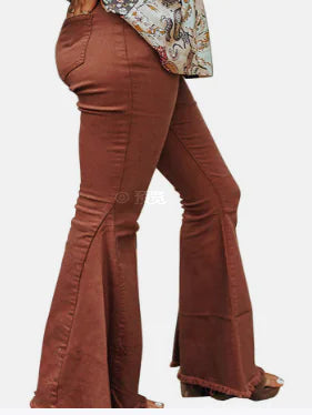 Solid Color High Waist Pocket Button Jeans - Kia Day Design