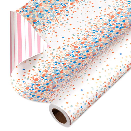 American Greetings 175 sq. ft. Reversible Wrapping Paper for Birthdays Weddings Bridal Showers Baby Showers and All Occasions Multicolored Polka Dots (1 Roll 30 in x 70 ft.) Kia Day Design