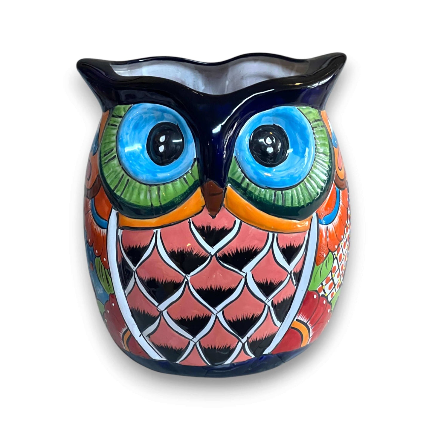Extra Large Talavera Owl Planter Hand-Painted Mexican Decor - - Talavera Planter