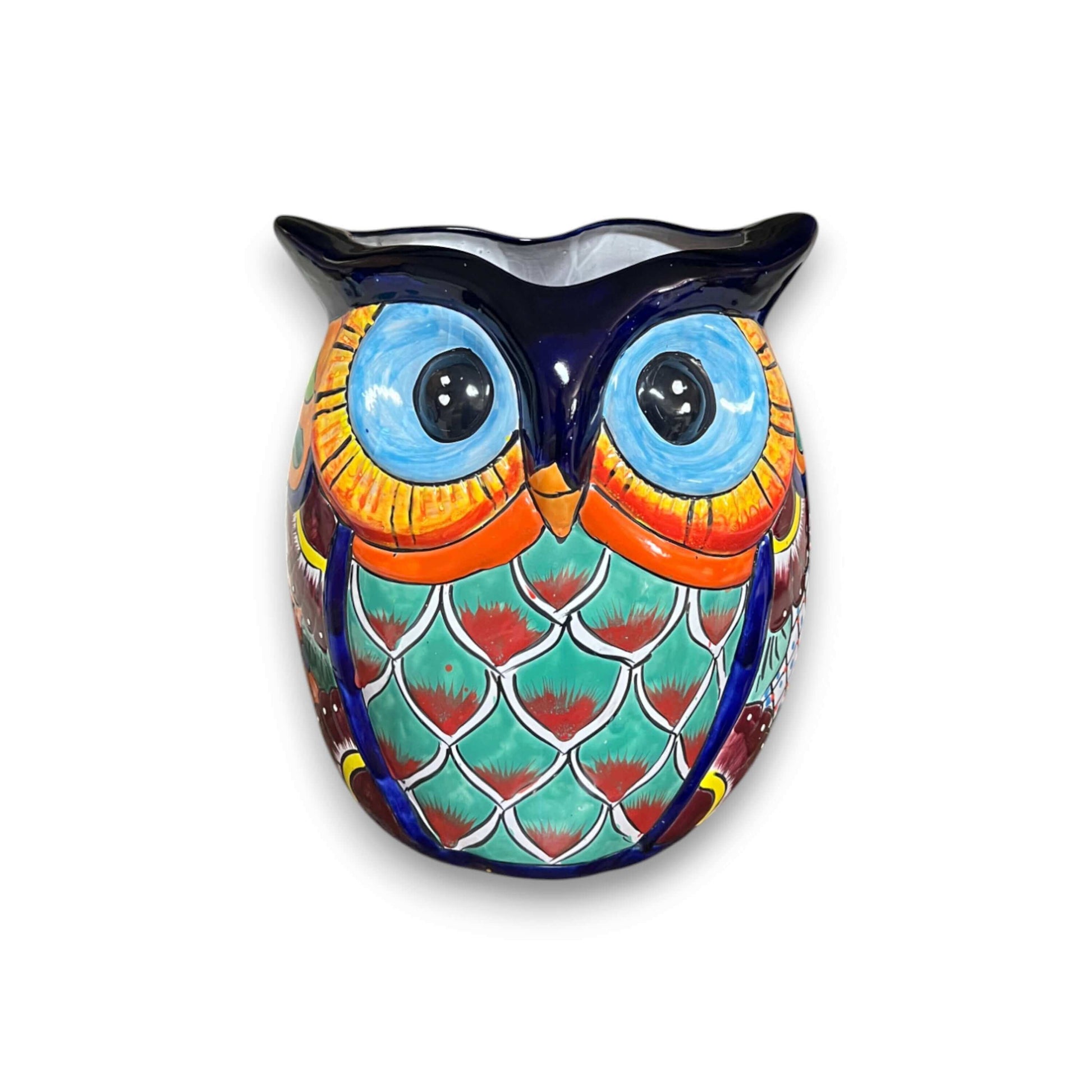Extra Large Talavera Owl Planter Hand-Painted Mexican Decor - - Talavera Planter