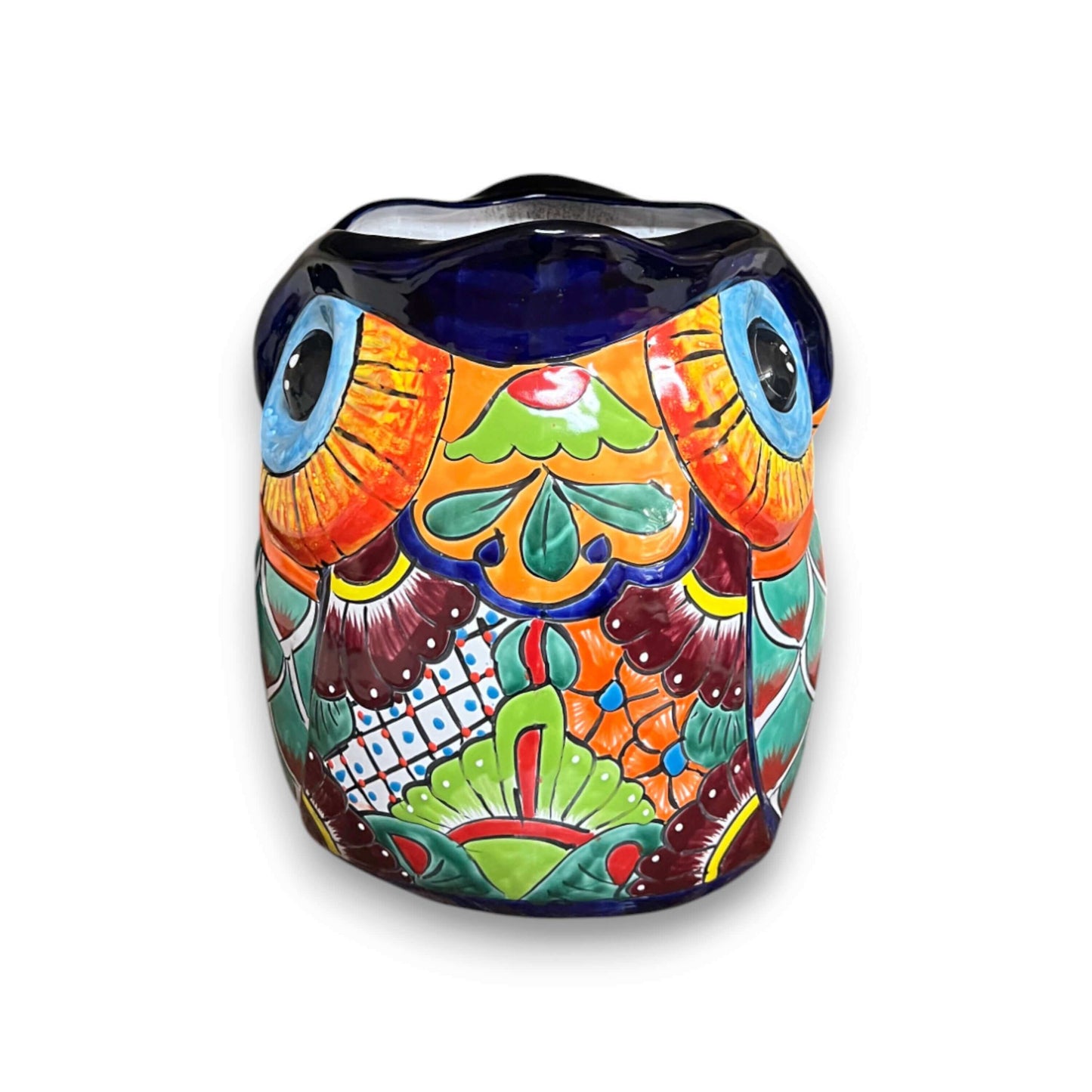 Extra Large Talavera Owl Planter Hand-Painted Mexican Decor - - Talavera Planter