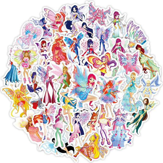 Cute Fairy Stickers for Girls Colorful Butterfly Fairy Stickers for Scrapbook 50Pcs Vinyl Waterproof Aesthetics Stickers Bulk for Water Bottles Laptops Phone Luggage Party Supplies (Fairy)