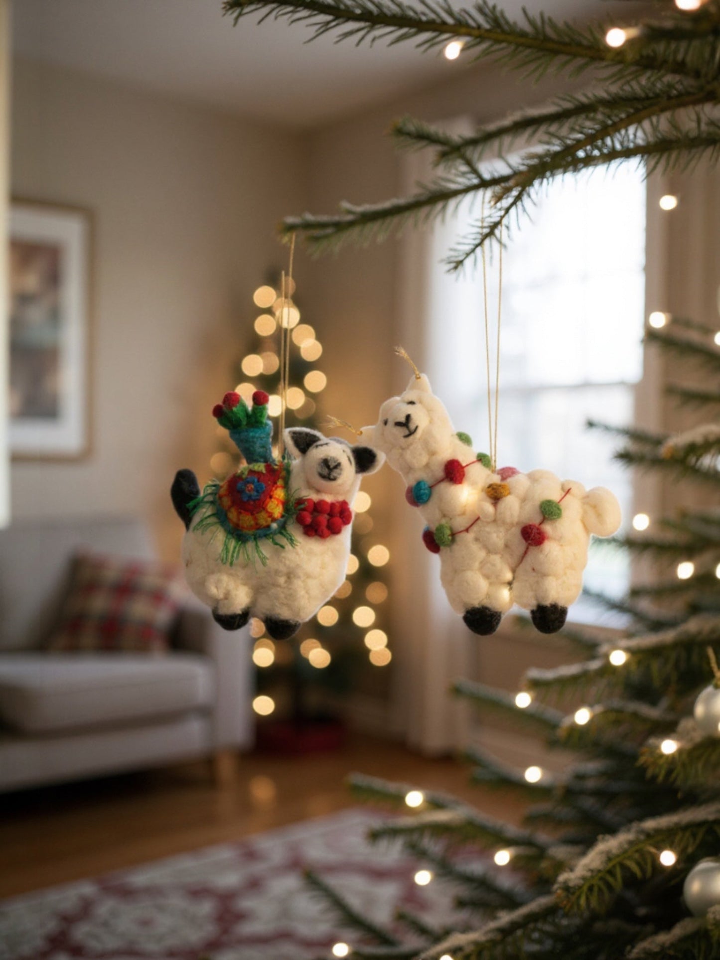 Wool Felt Llama Christmas Ornament | 2 Styles - - Christmas