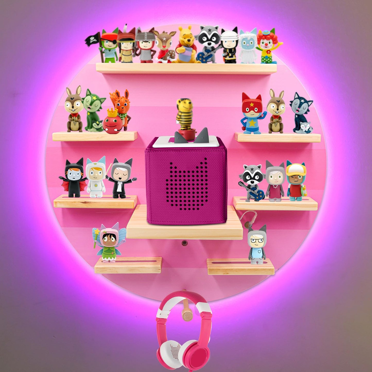 Taladad for TonieBox and Tonie Shelf Display Shelf RGB LED Light Storage - shelf with LED Light - Shelf