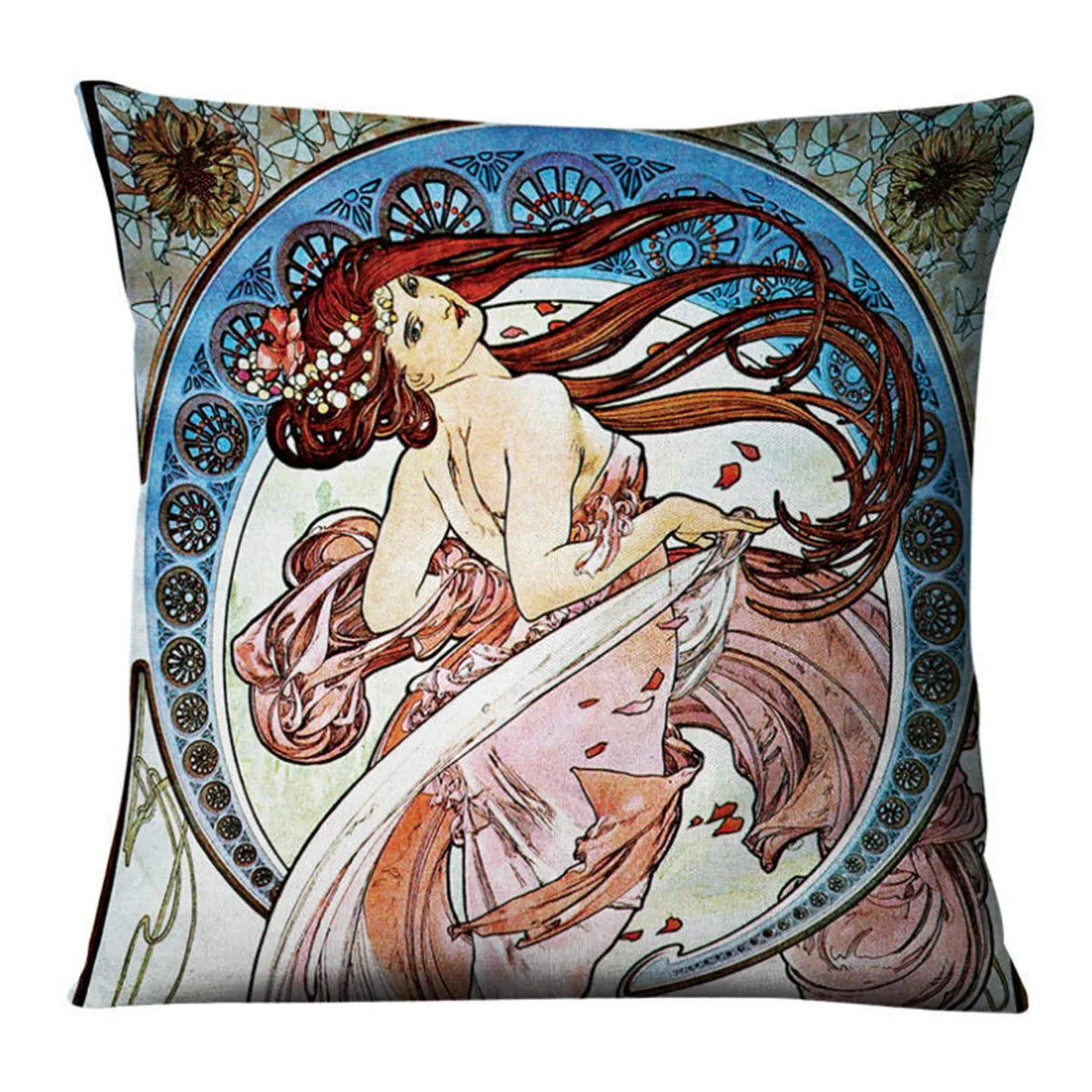 Vintage Art Nouveau Cushion Cover Linen Throw Cushion Pillow