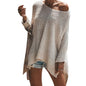 Fall Winter Off-Shoulder Sweater for Women Loose Fit - Light grey M - Women's Fashion - Women's Clothing - Sweaters