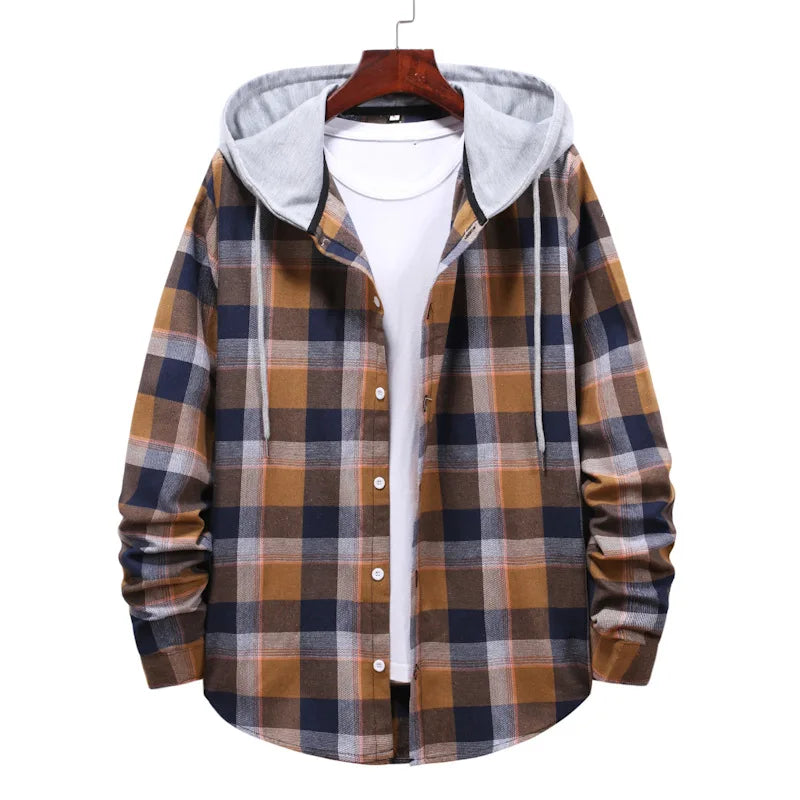 Work Shirt With Hood Mens Plaid Hoodie Shirt