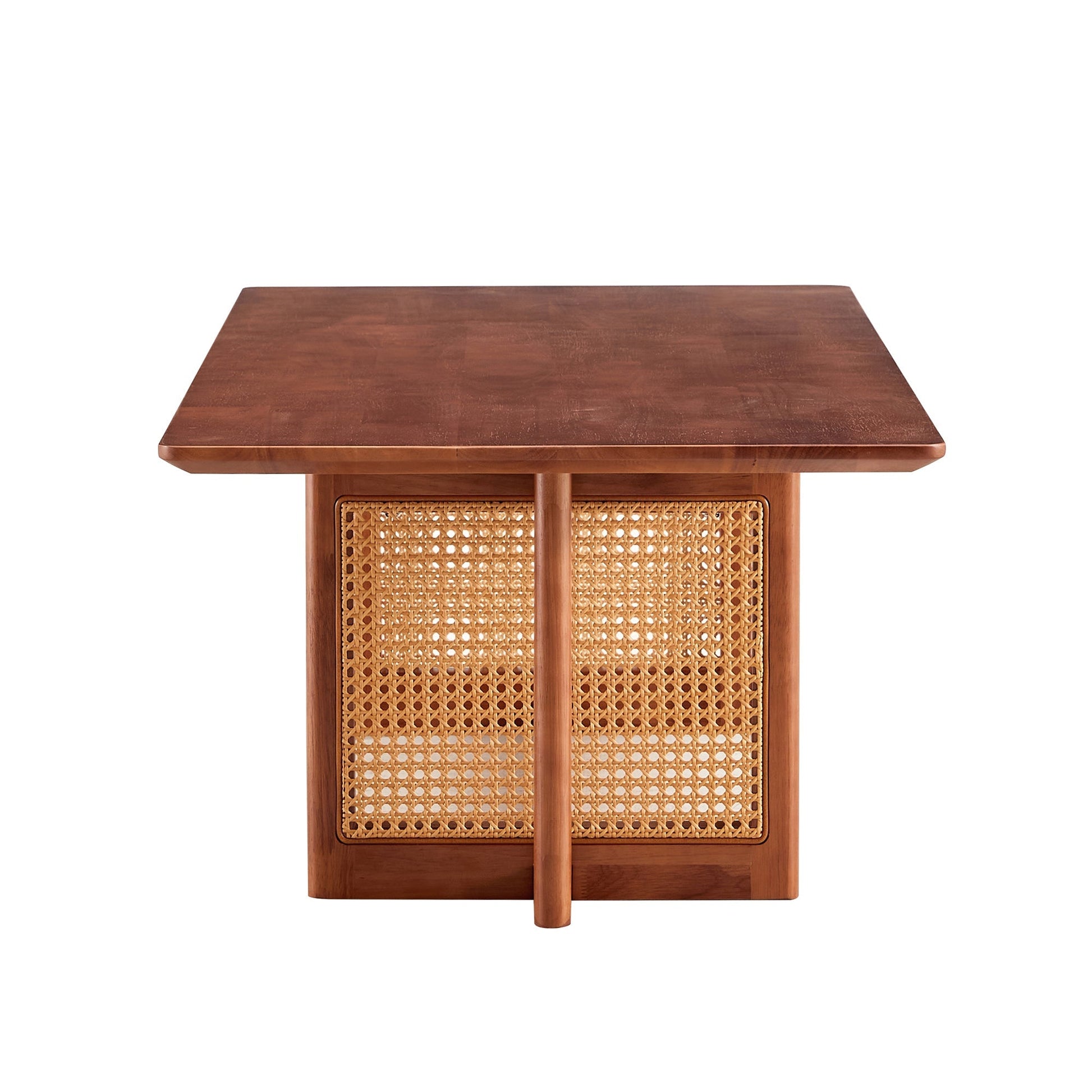 Chinese Style Imitation Rattan Tea Table Walnut Color - - Furniture
