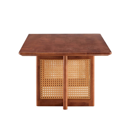 Chinese Style Imitation Rattan Tea Table Walnut Color - - Furniture
