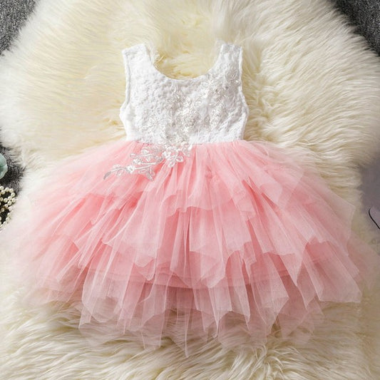 Summer Patchwork Halter Dress for Girls - pink 110 - dress