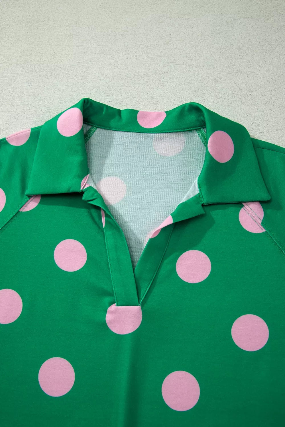 Polka Dot Print V Neck Tee Short Set- Shopimist- {{Product type}}