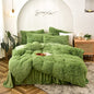 Gusuhome 6-Piece Plush Faux Fur Comforter Set Full Size - Green Full-6pcs - duvet set