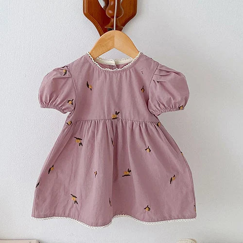 Baby Sleeveless Princess Dress dark pink yellow