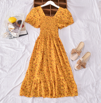 Floral Off-Shoulder Dress with Flared Hem for Women - - dress