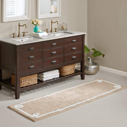 Evan Plush Cotton Bath Area Rug - Taupe Washable - - rug
