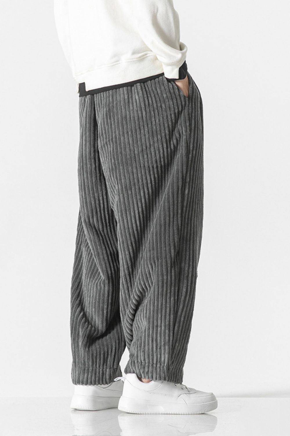 Men's Plus Size Corduroy Wide Leg Casual Pants - -