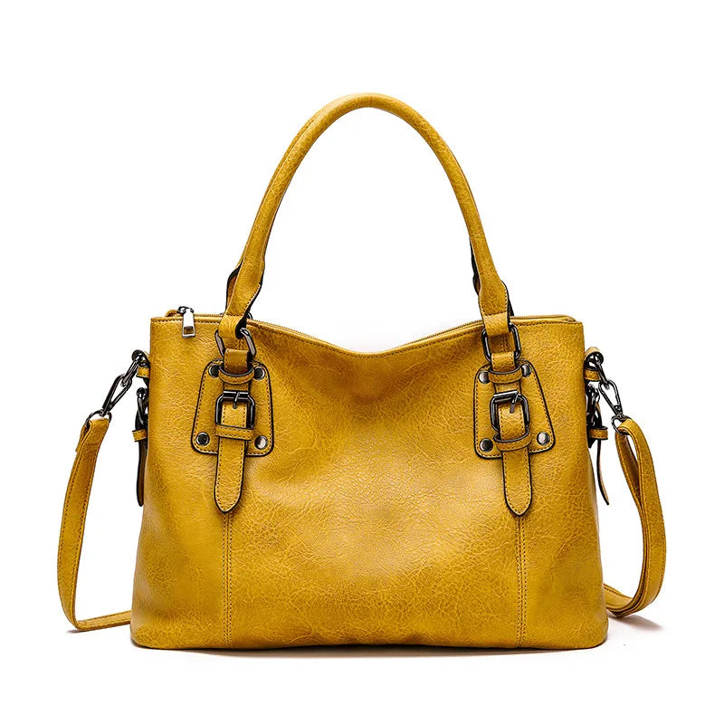 Retro Womens Shoulder Bag - Large Capacity - Yellow 250mm x 300mm x 50mm - handbag