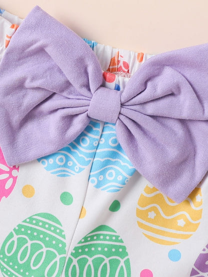 Children's Ruffled Bodysuit and Pants Set with Headband - -