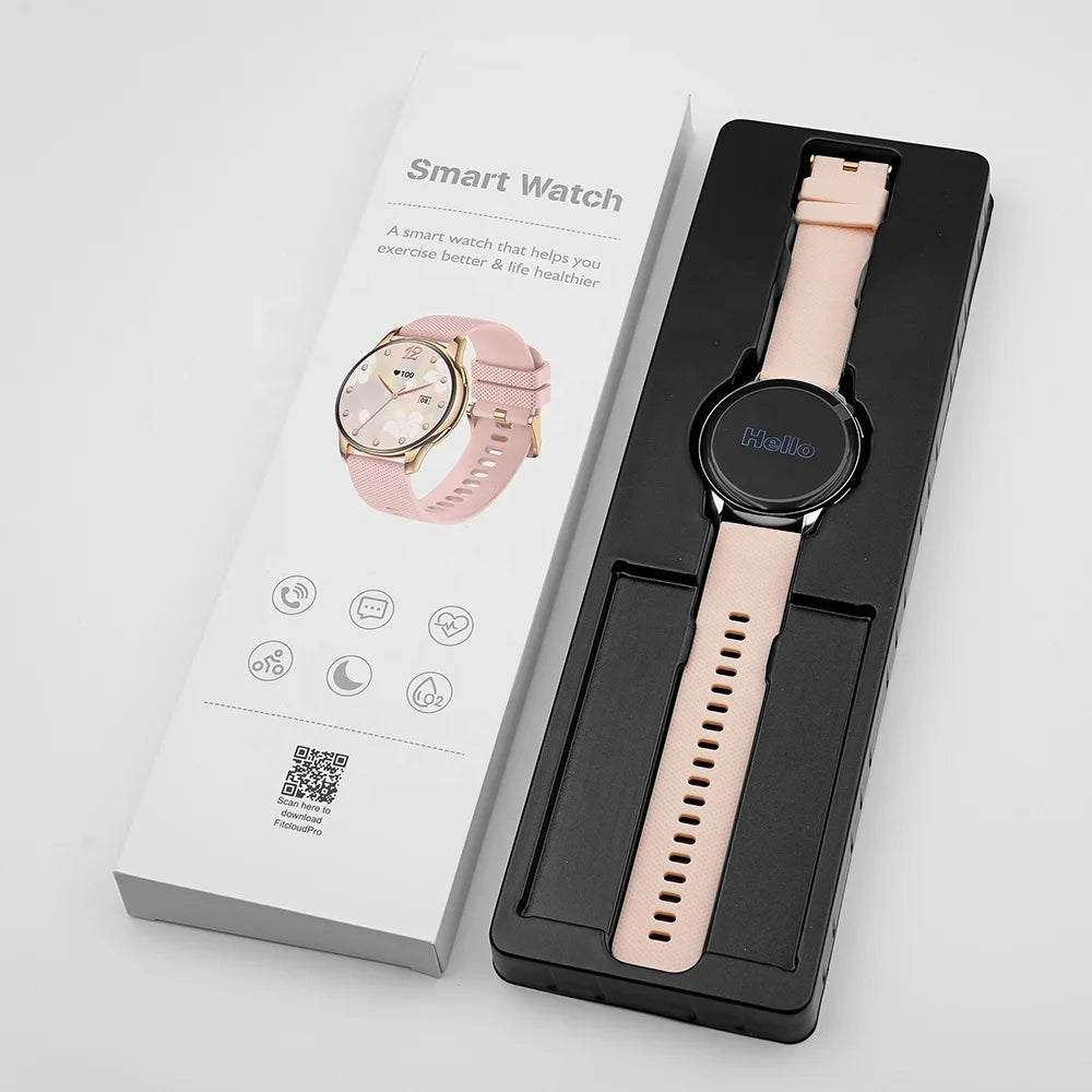 Smart Watch Ladies AMOLED Screen BT Call 300mAh