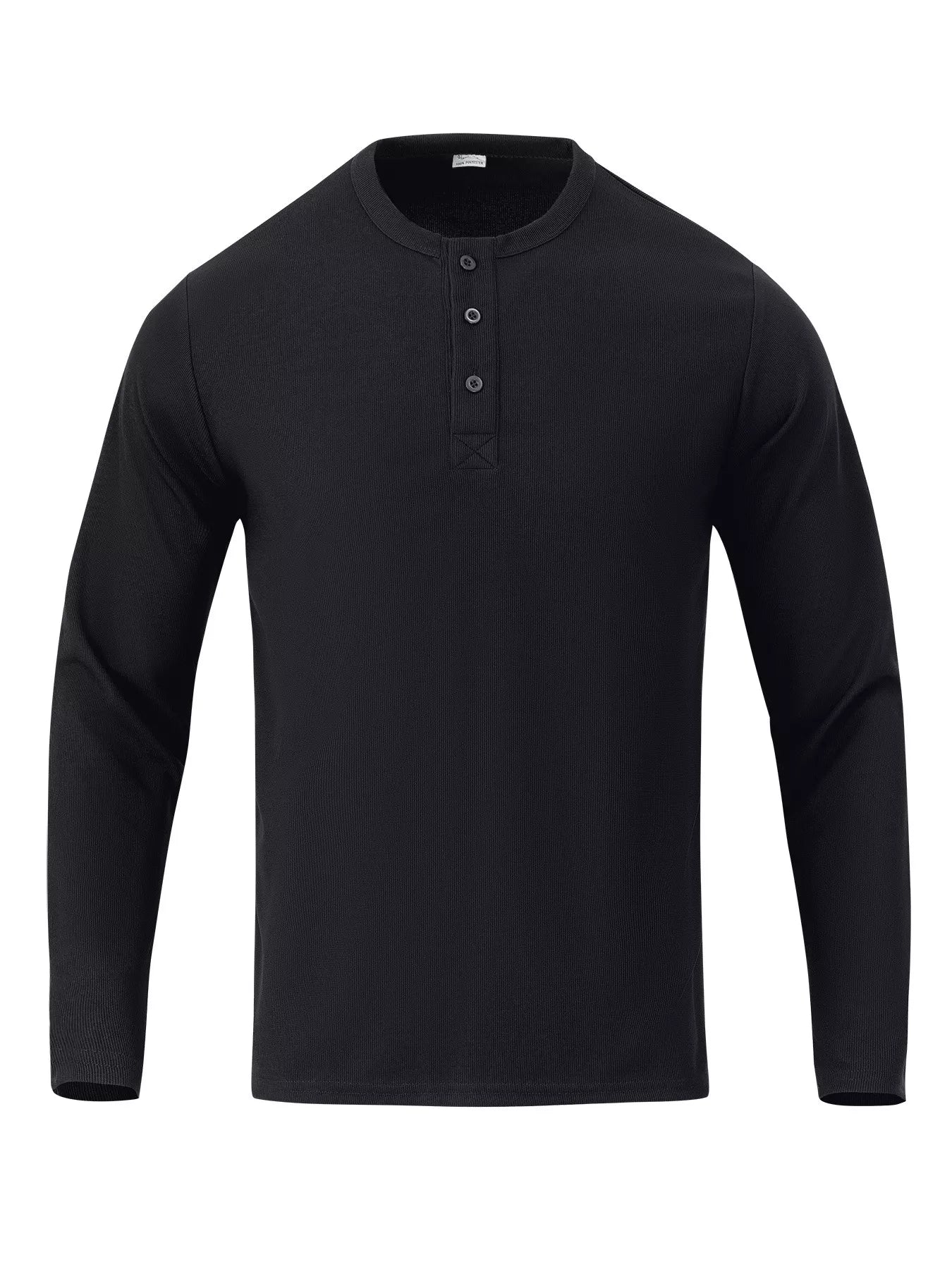 Men's Full Size Casual Long Sleeve Henley T-Shirt Plus Size - -