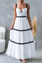 Tiered Maxi Dress with Scalloped Trim - White -