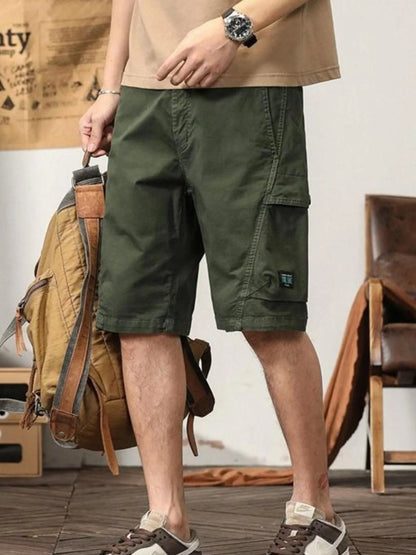 Men's Loose Fit Cargo Shorts - Army Green -