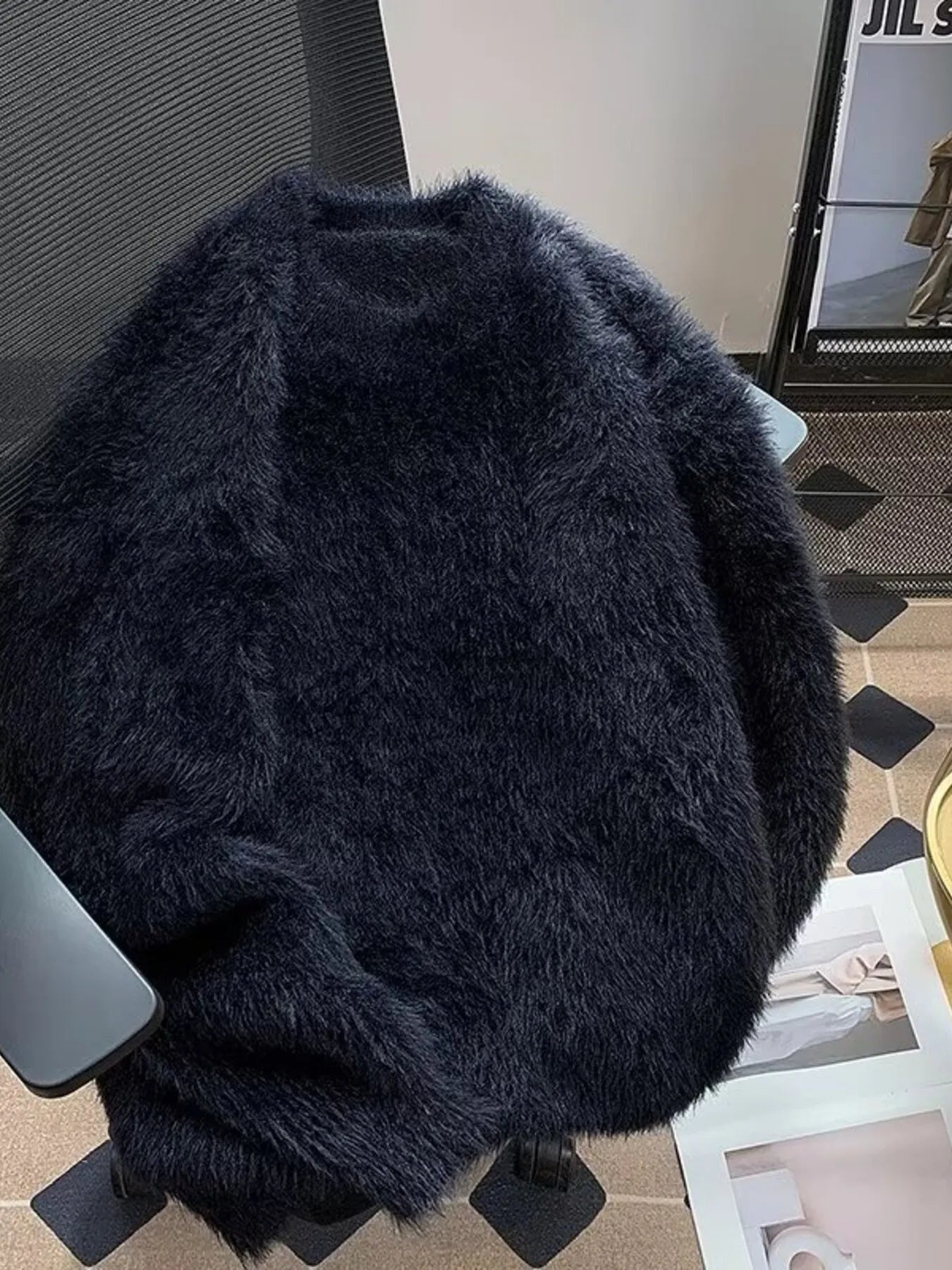 Men's Fluffy Knit Pullover Sweater - -
