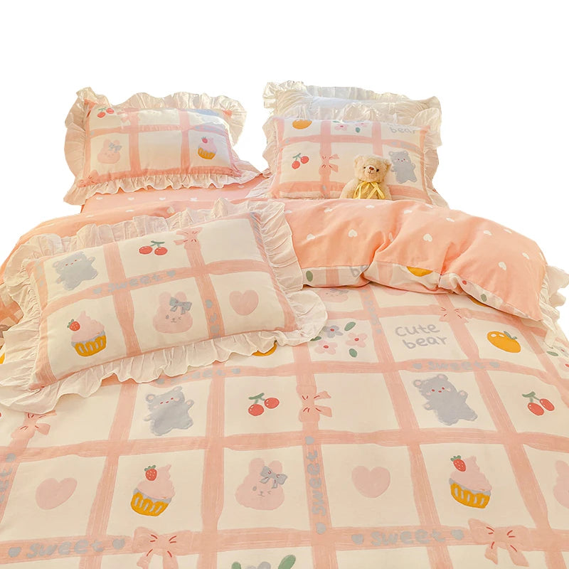 4 Pieces Fruits Cherry Pattern Kids Bedding Sets