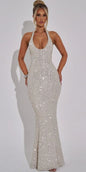 Halter Pullover Dress Women - Silver S - dress