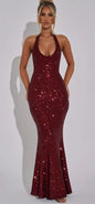Halter Pullover Dress Women - Wine Red M - dress