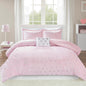 Mi Zone Rosalie Pink Plush Heart Comforter Set Twin XL - Pink Silver Twin Twin XL - comforter