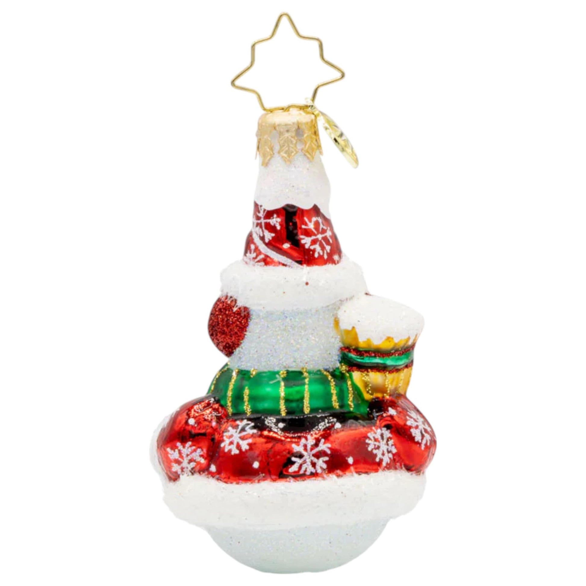 Christopher Radko Little Gem Glass Ornament - Swept Up Snowman Gem - - Christmas >> Ornaments >> Glass