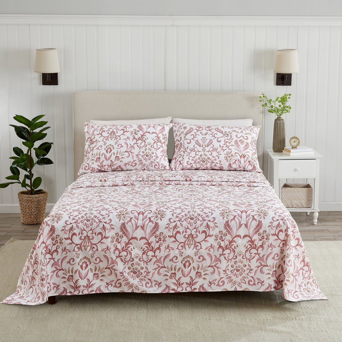 Watercolor Floral Sheet Set - Delia Collection - Watercolor Flowers - Desert Rose - Sheets