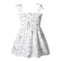 Girls Sleeveless Cotton Flower Print Sundress white