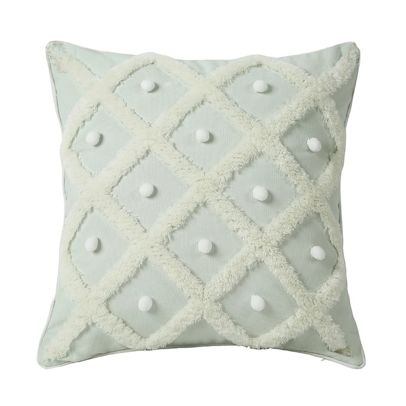 Moroccan Tufted Sphere Pillow - Chic Cushion Case - White - pillow cover